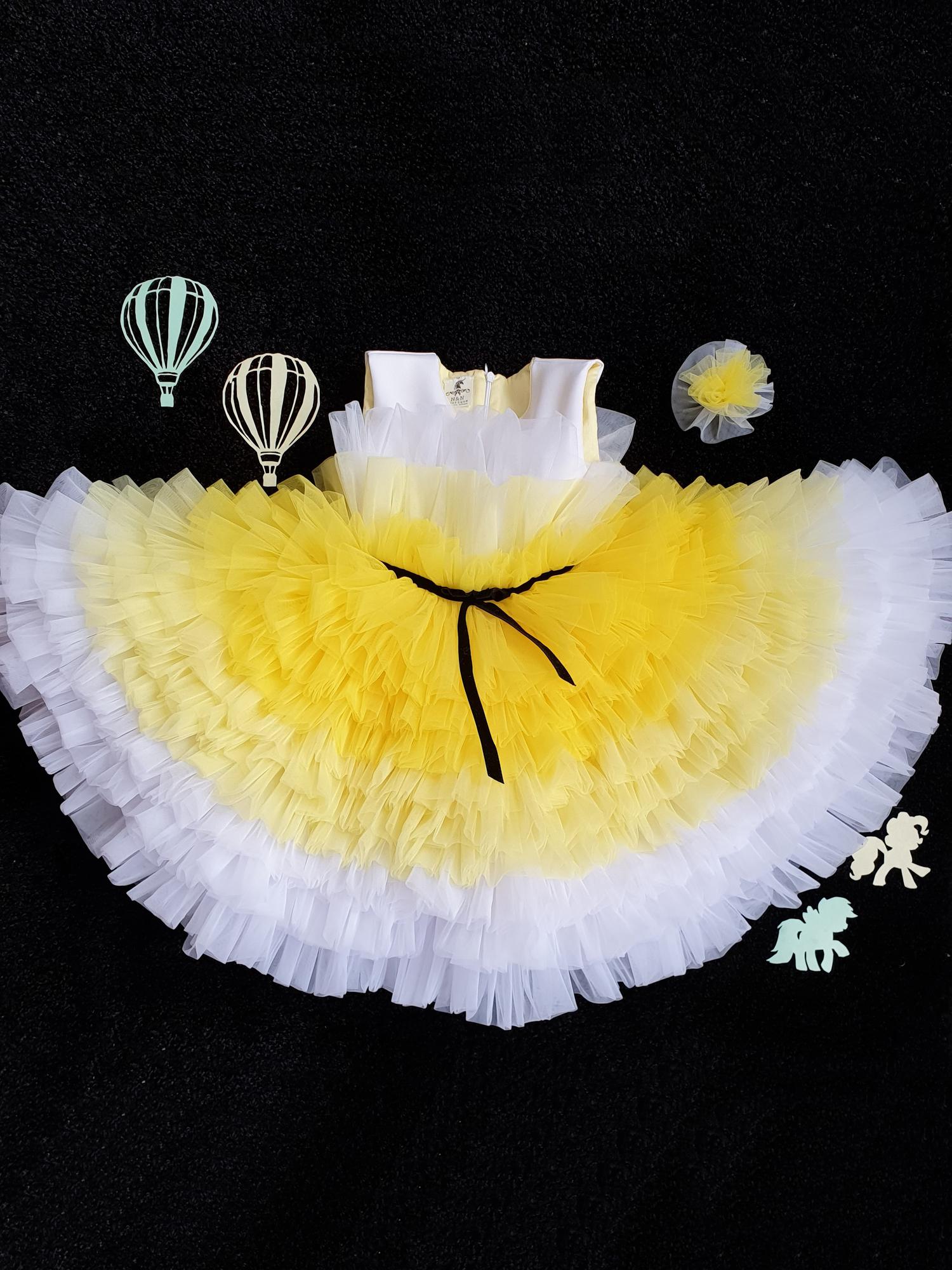 Платье "Peony" White-Yellow