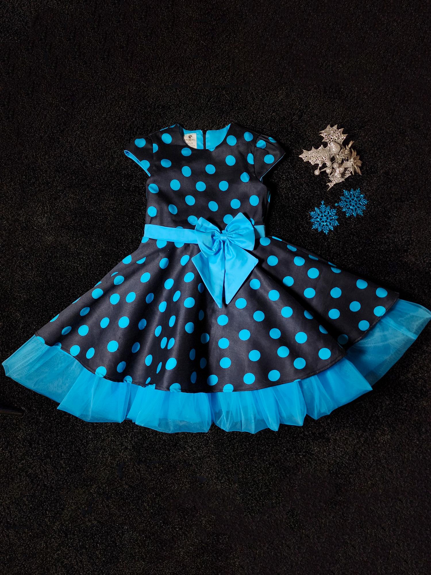 Платье "Flower" Голубой Горошек