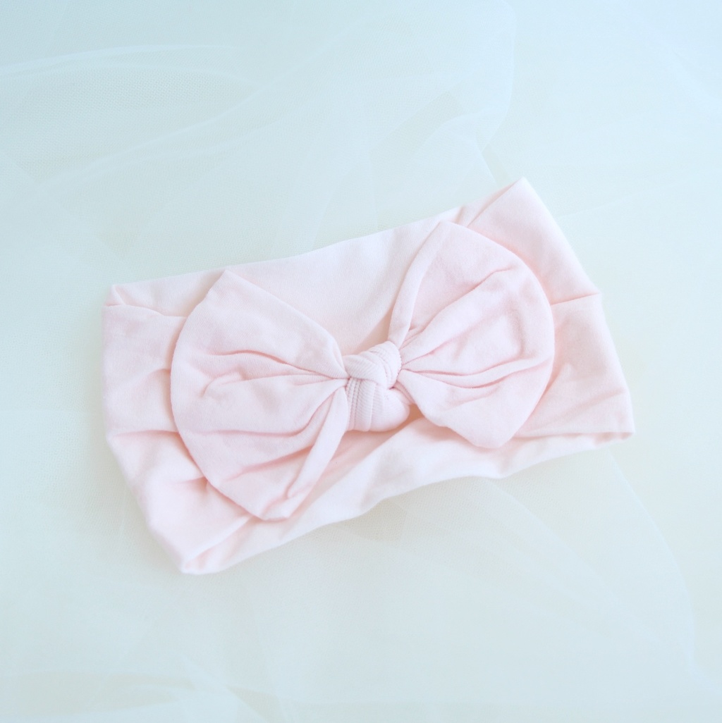Повязка на голову "Широкий бант" светло-розовый