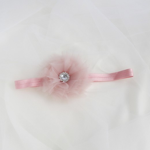 Повязка на голову "Фатиновый цветок" розовый