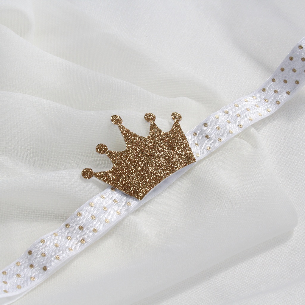 Повязка на голову "Золотая корона" резинка в горох