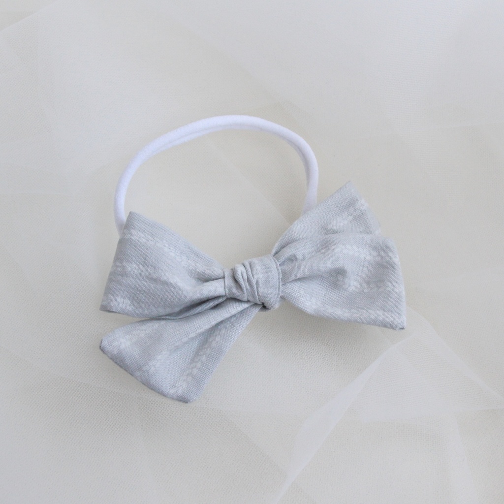 Повязка на голову "Хлопковый бант" цвет светло-серый