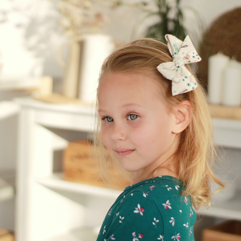 Заколка зажим "Хлопковый бант" птицы