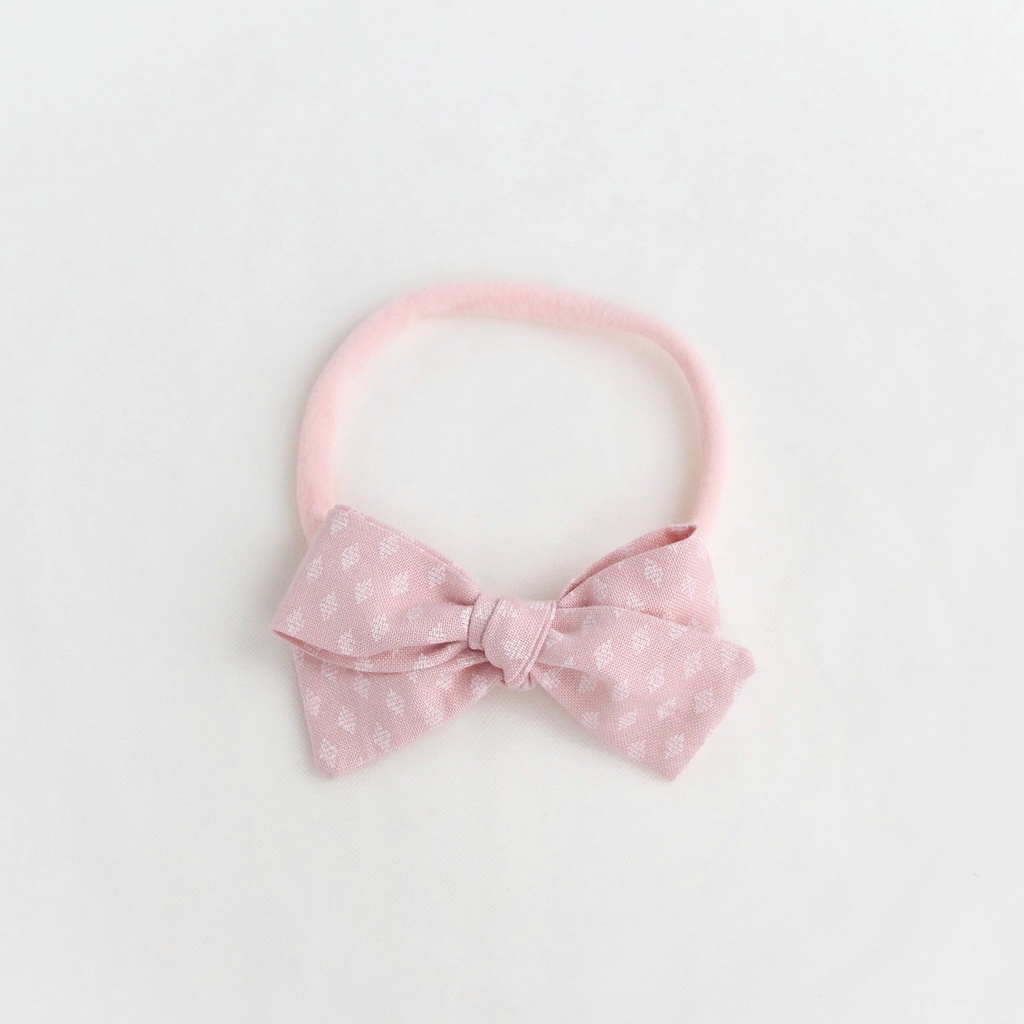 Повязка на голову "Хлопковый бант" розовый с узором