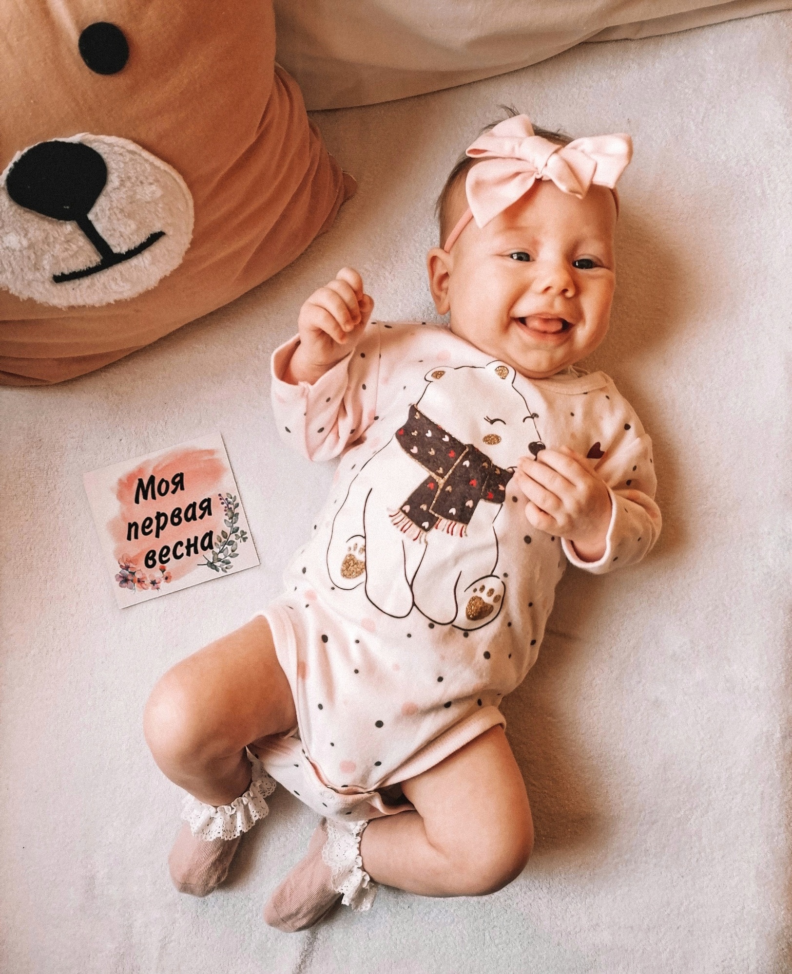 Повязка на голову "Хлопковый бант" светло-розовый