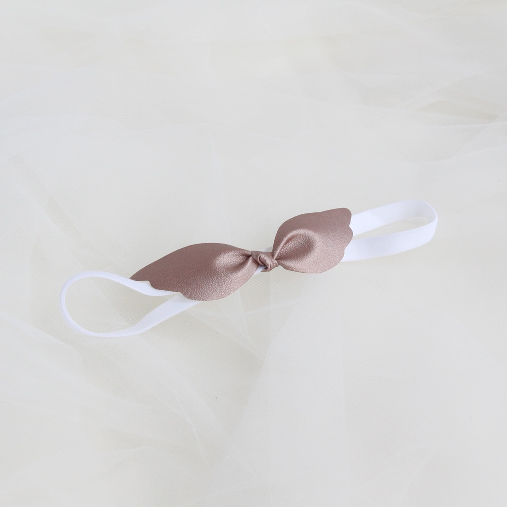 Повязка на голову "Крылья ангела" цвет розовое золото на белой бархатной резиночке