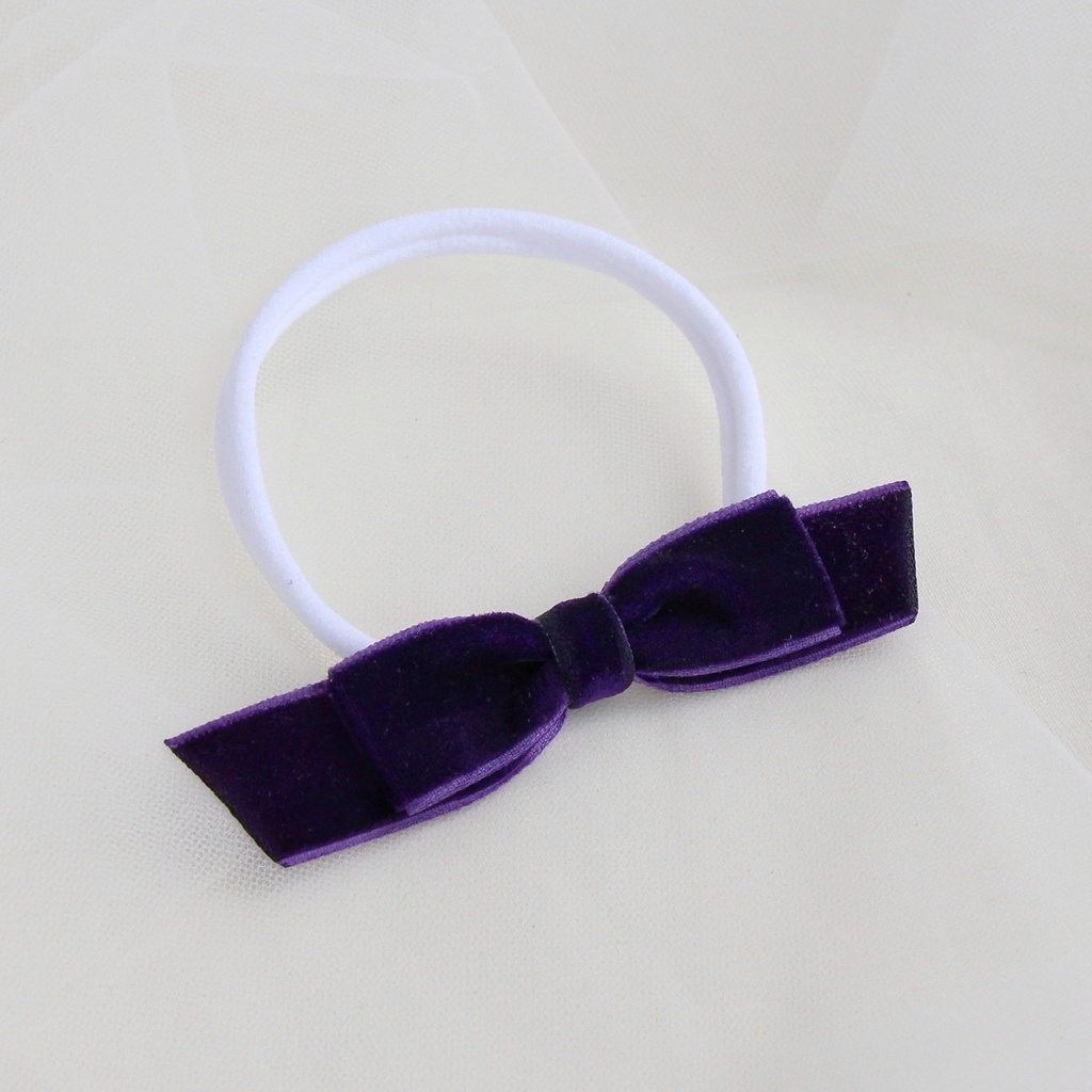 Повязка на голову "Бархатный бантик" фиолетовый