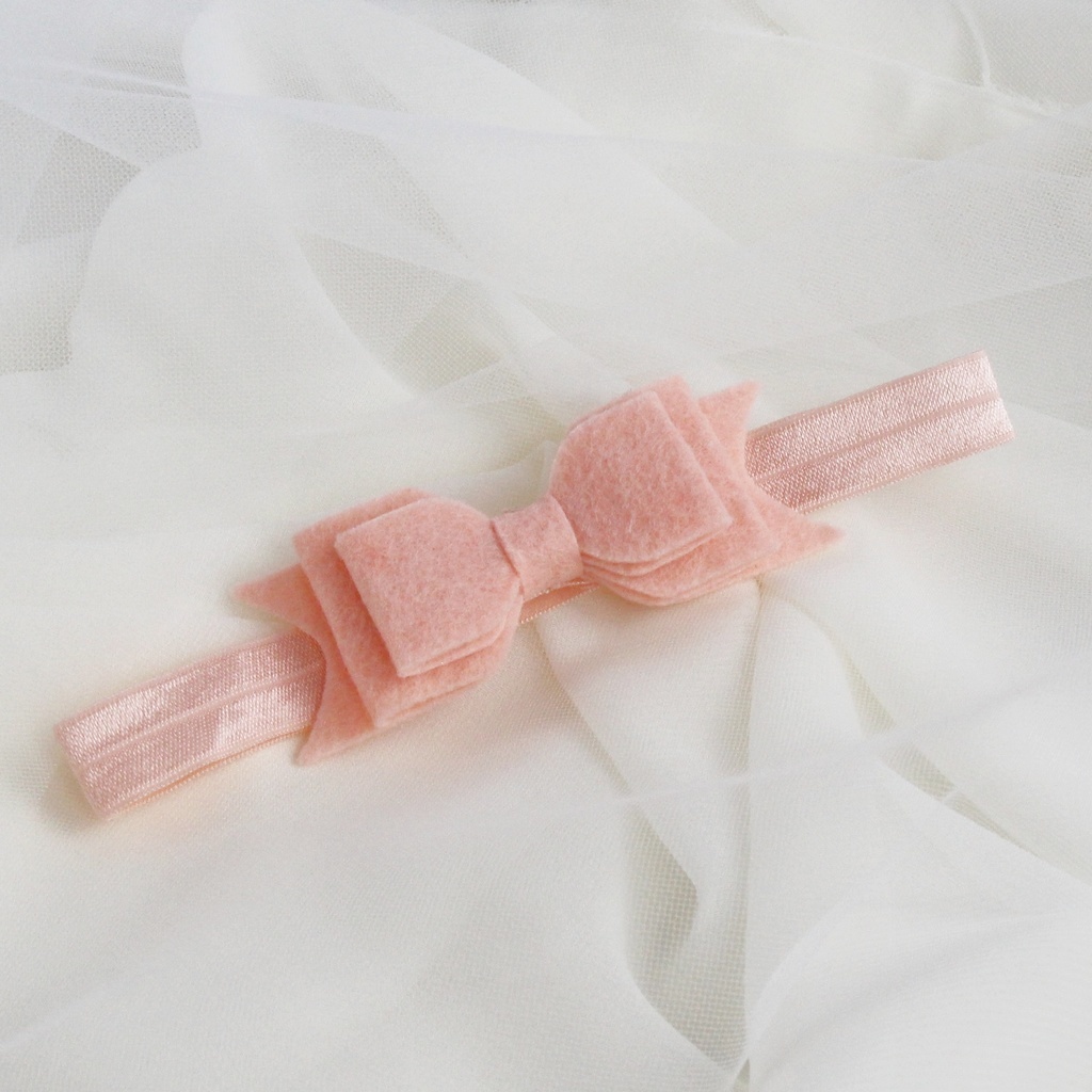 Повязка на голову "Фетровый бант" персиковый