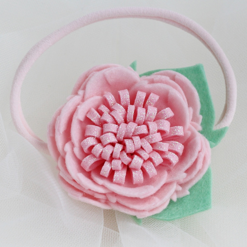 Повязка на голову "Фетровый цветок" розовый