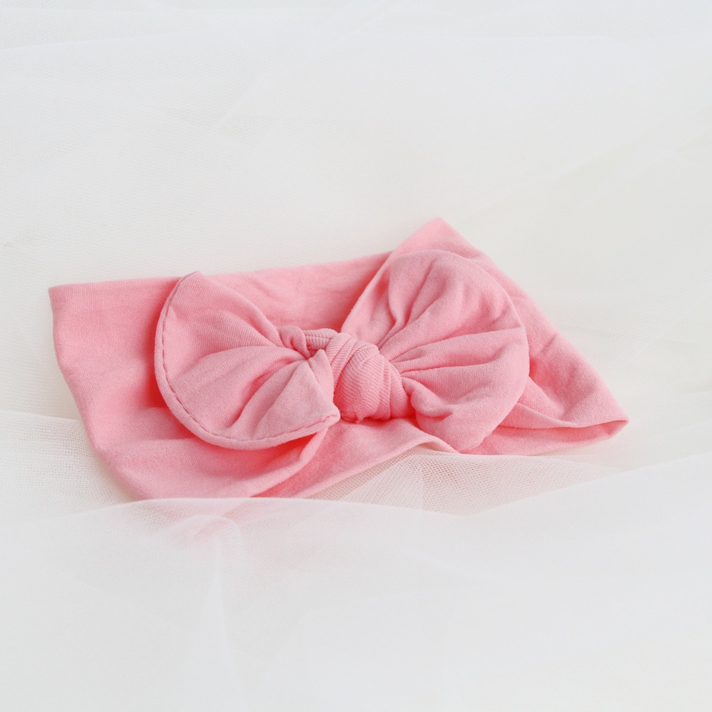 Повязка на голову "Широкий бант" нежно-розовый