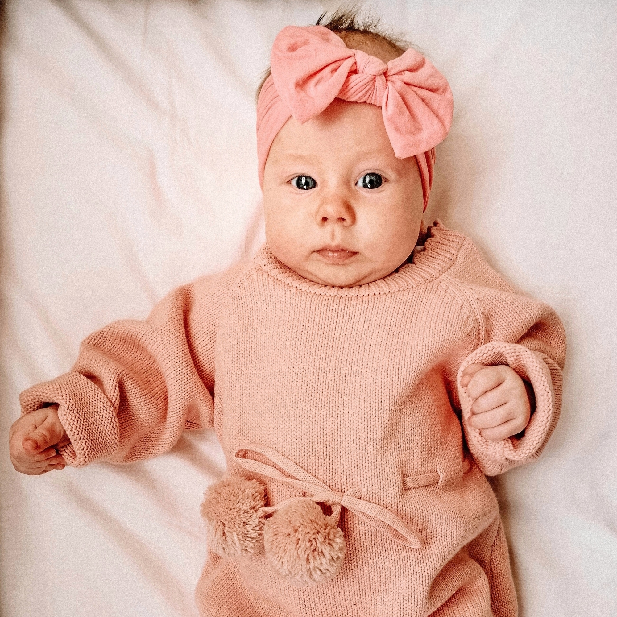 Повязка на голову "Широкий бант" нежно-розовый