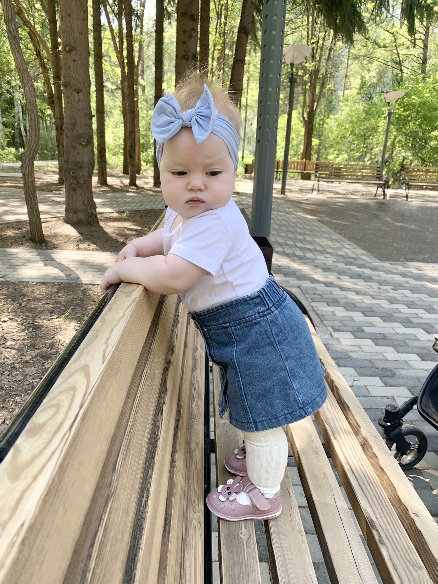 Повязка на голову "Широкий бант" голубой