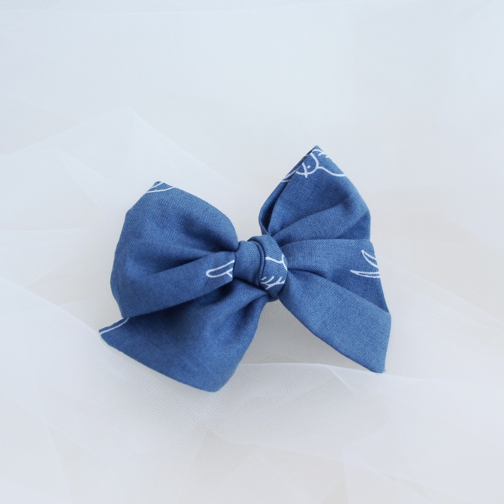 Резинка "Хлопковый бант" цвет светло-синий с птичкой