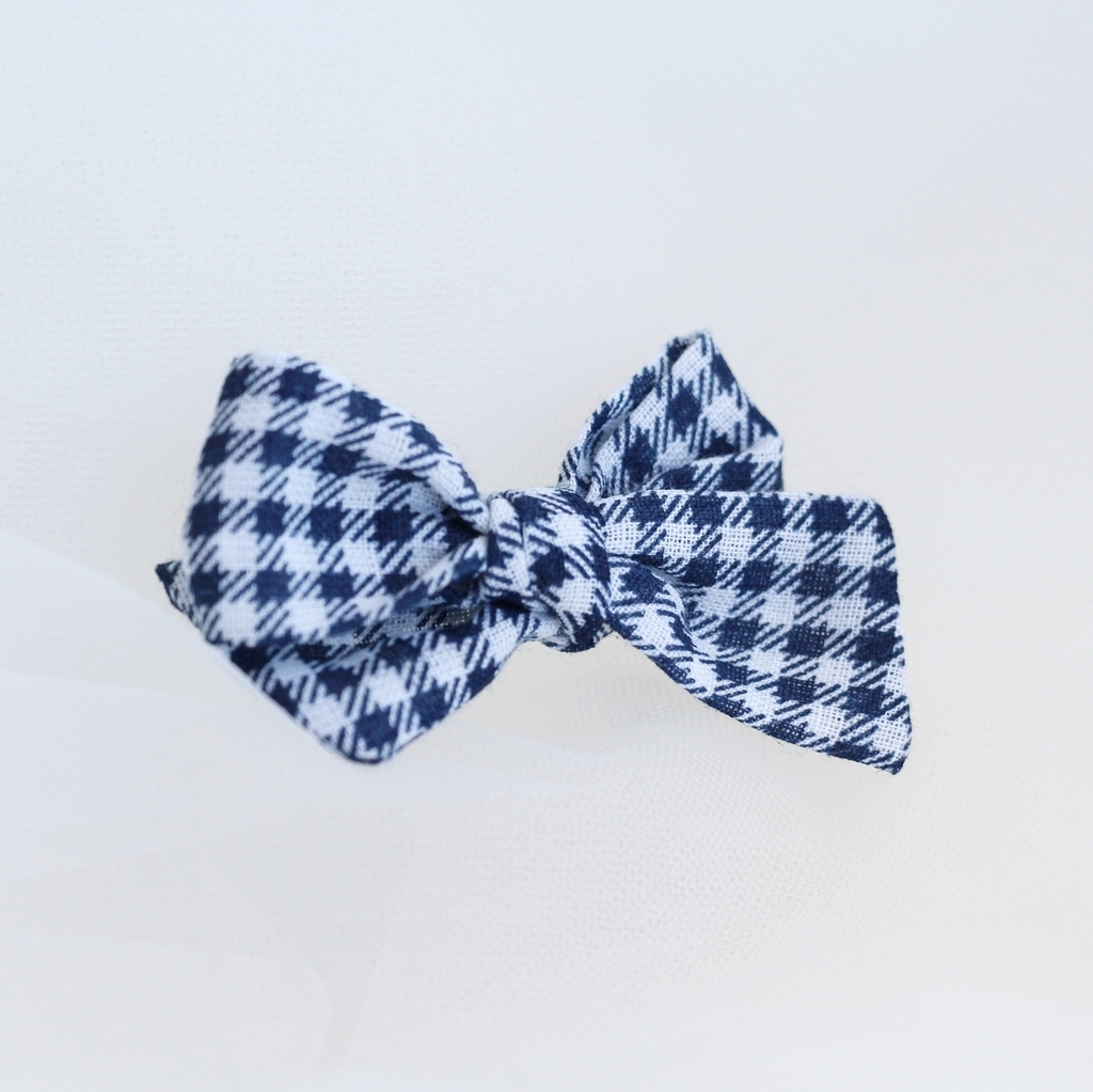 Зажим "Хлопковый бант" цвет темно-синяя клетка