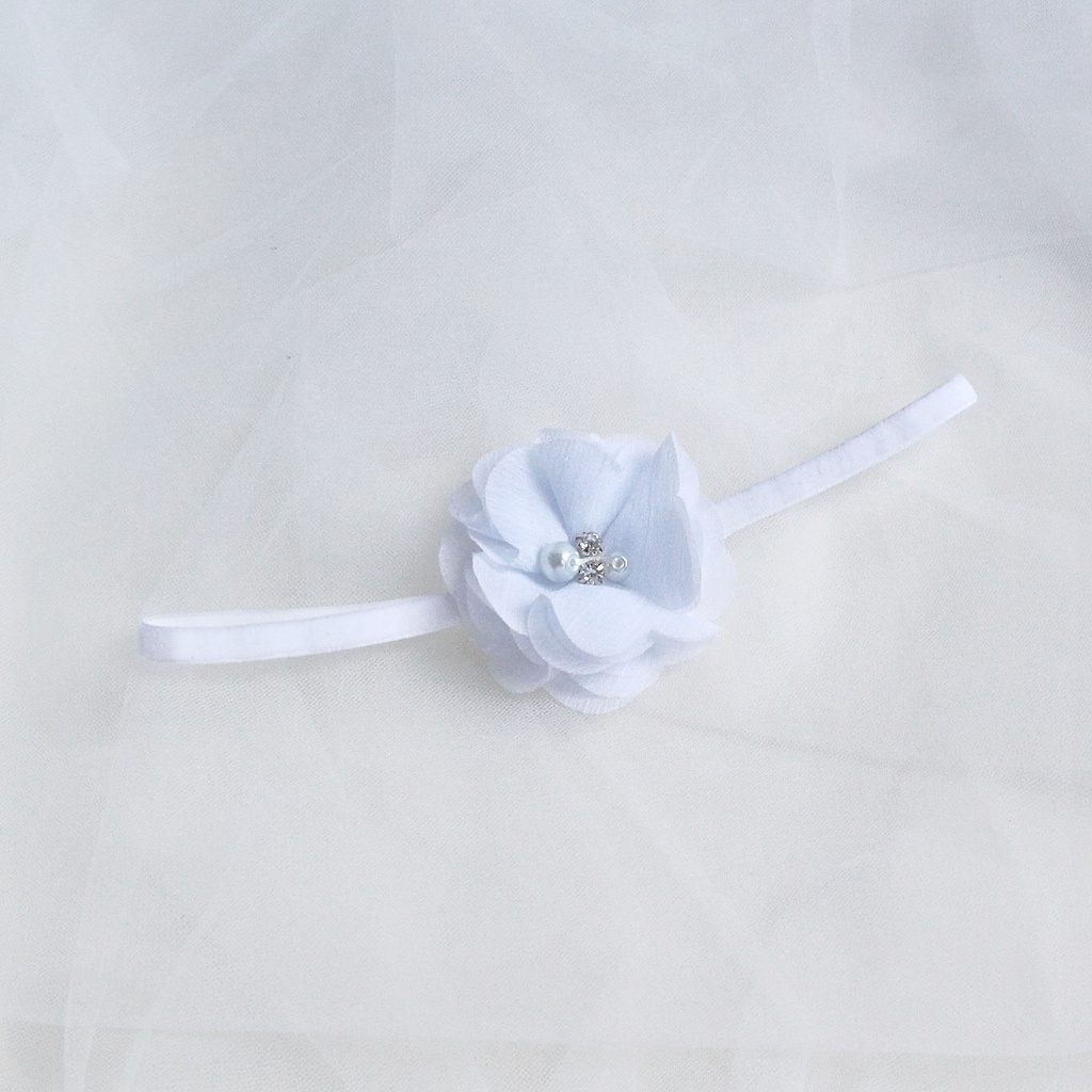 Повязка на голову "Шифоновый цветок" белый