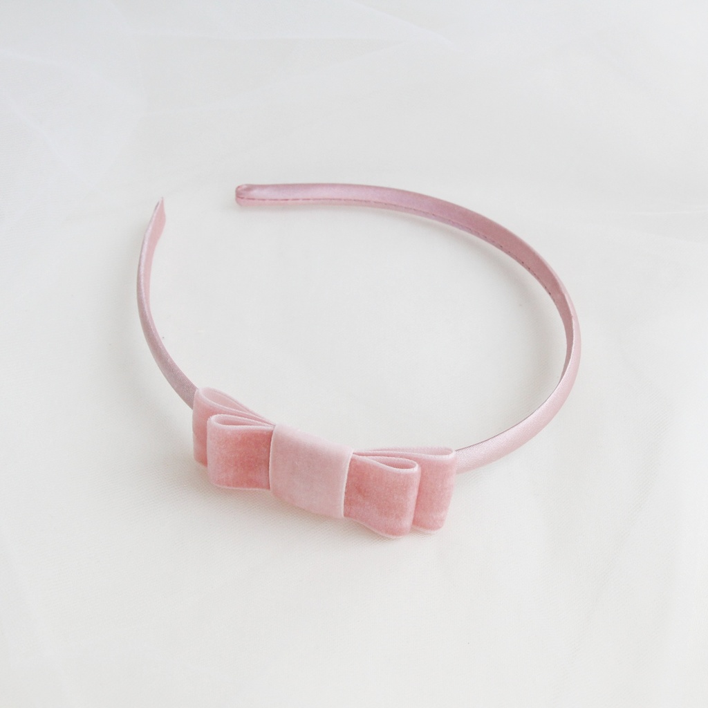 Ободок "Бархатный бант" пыльно-розовый