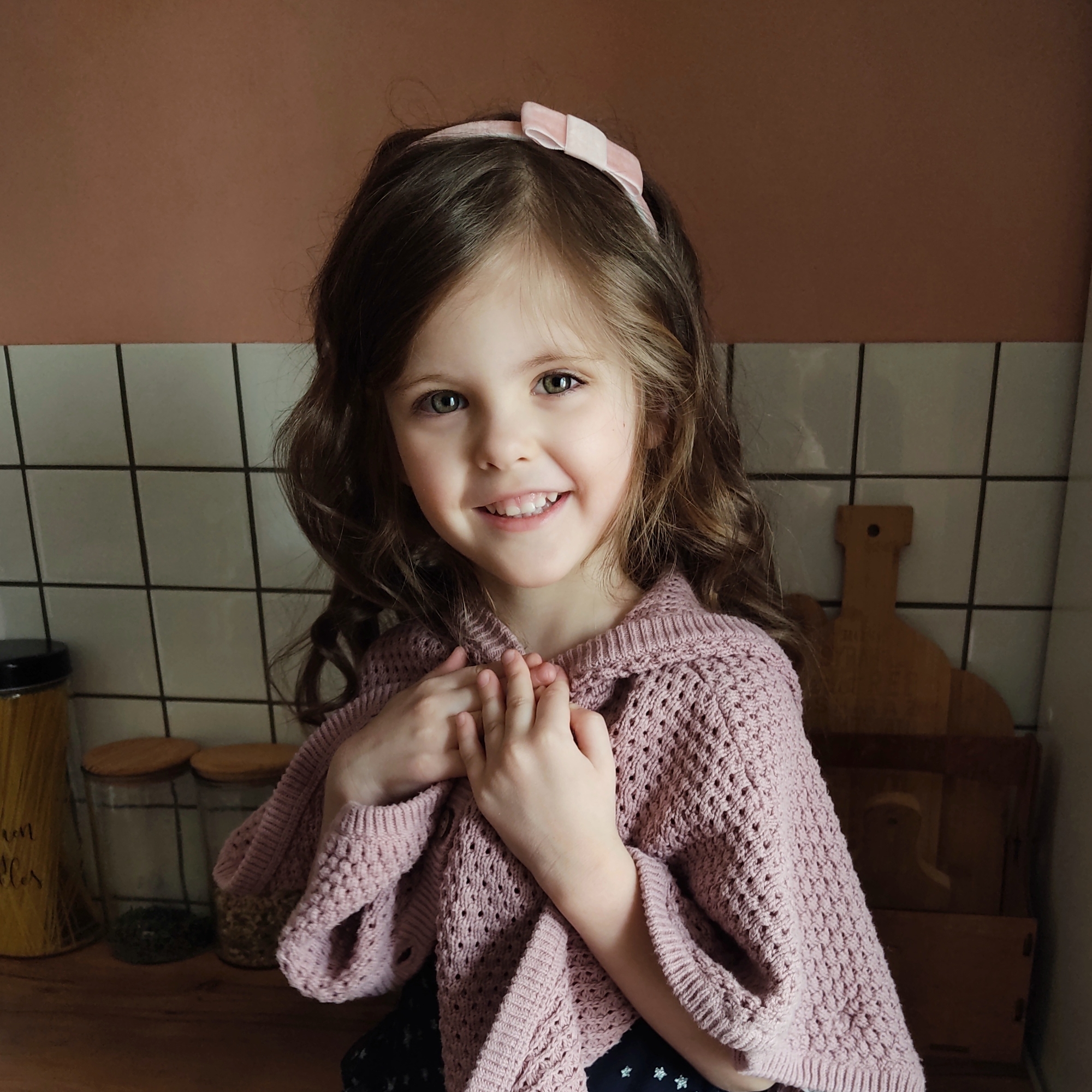 Ободок "Бархатный бант" пыльно-розовый