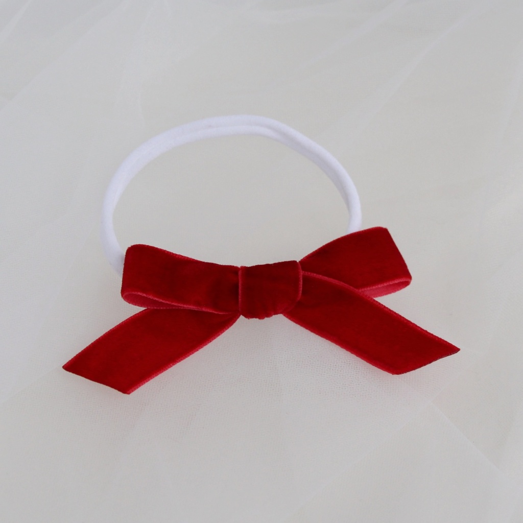 Повязка на голову "Бархатный бантик" красный
