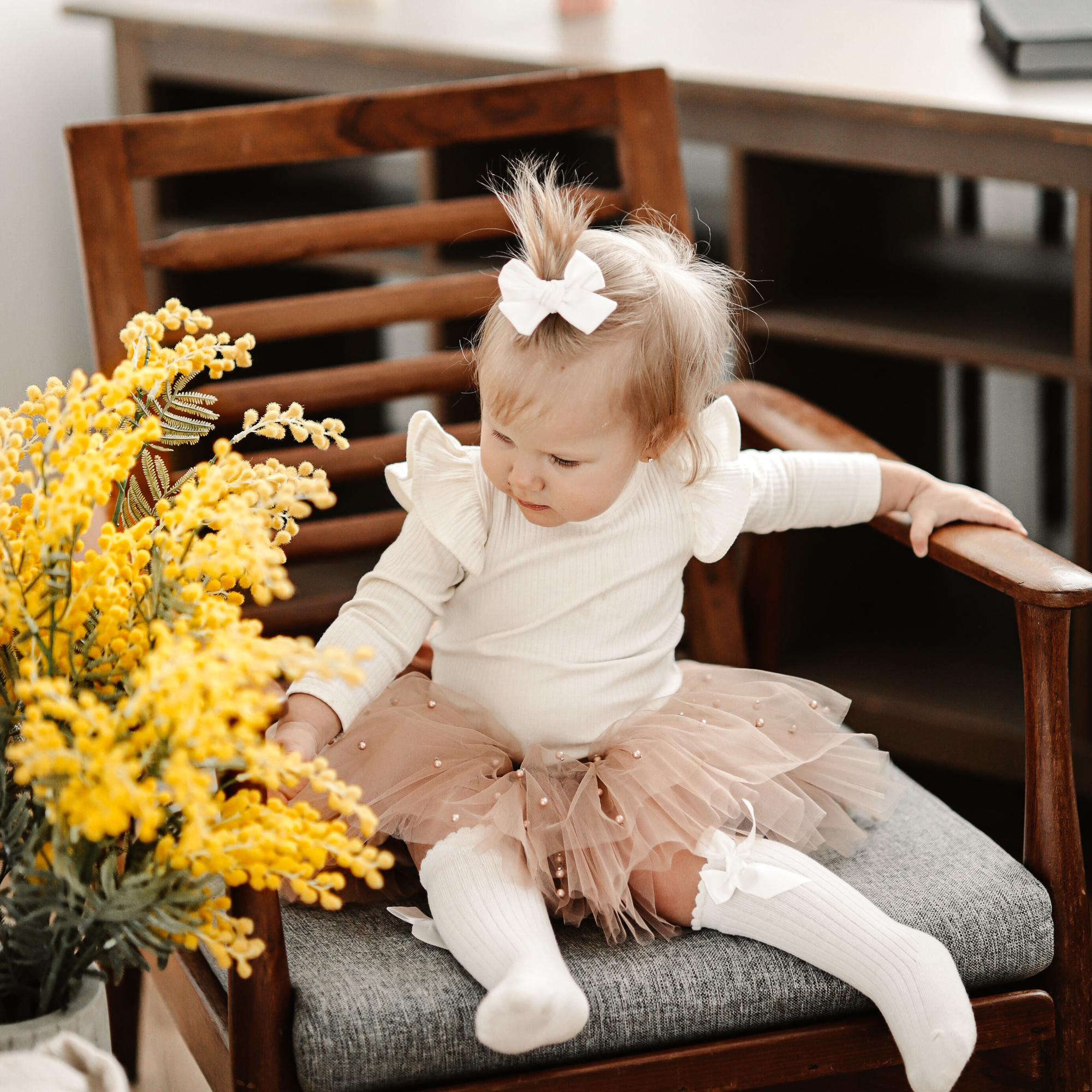 Заколка-зажим "Хлопковый бант" белый