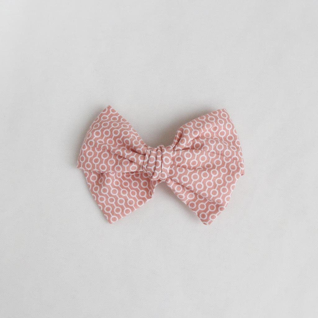 Заколка-зажим "Хлопковый бант" нежно-розовый принт