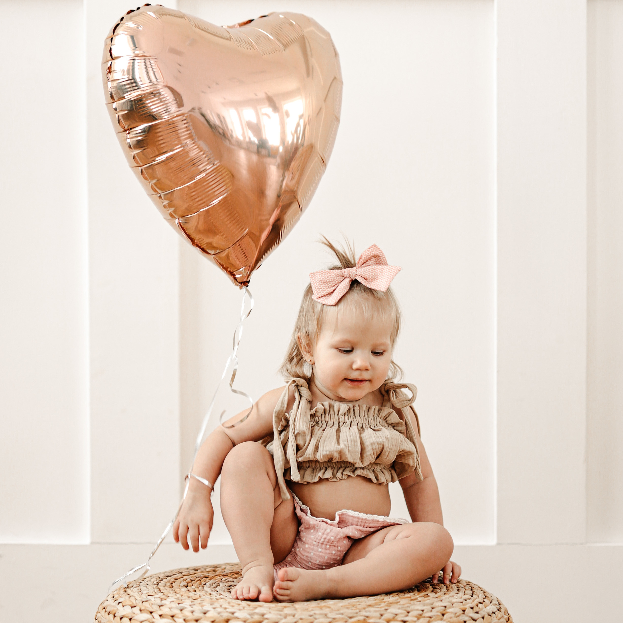 Заколка-зажим "Хлопковый бант" нежно-розовый принт