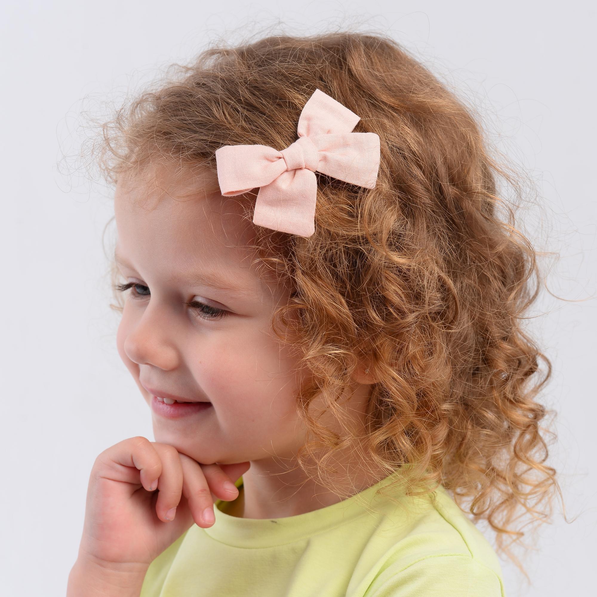 Заколка-зажим "Хлопковый бант" светло-розовый