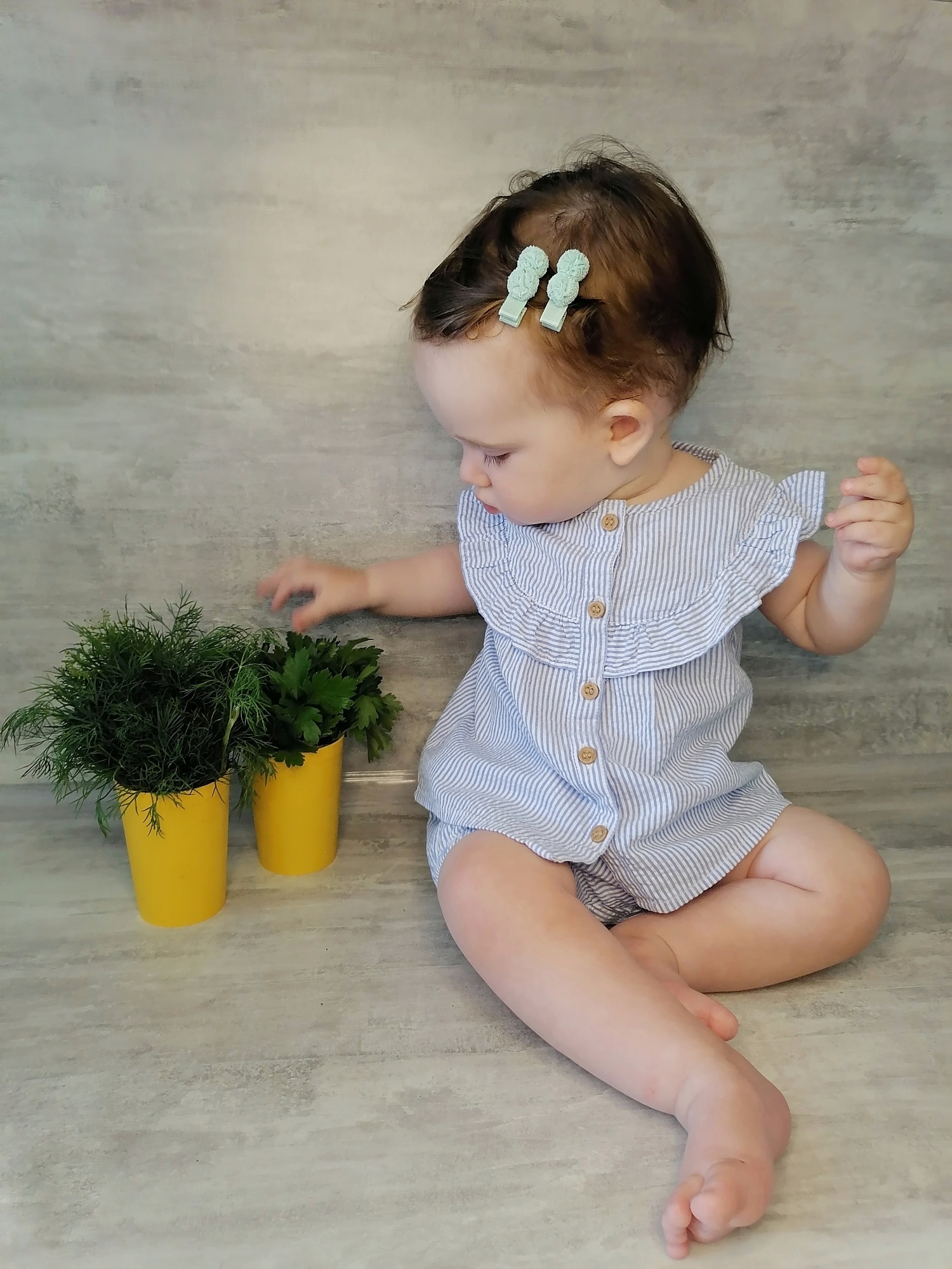 Заколка-зажим "Помпоны" мятный