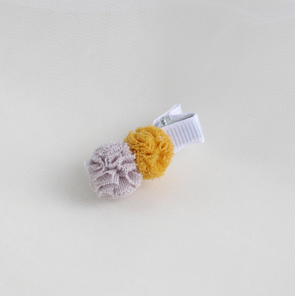 Заколка-зажим "Помпоны" желтый и серый