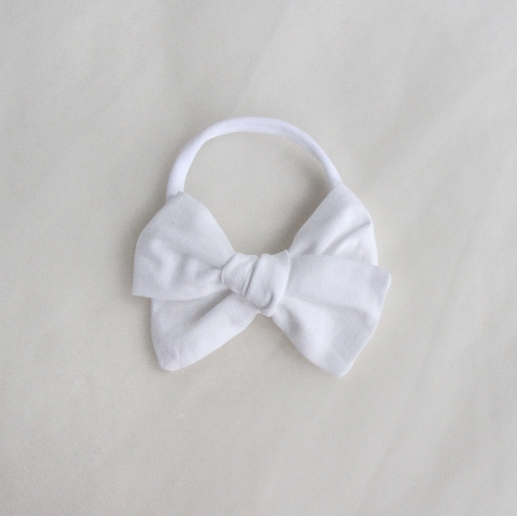 Повязка на голову "Хлопковый бант" белый