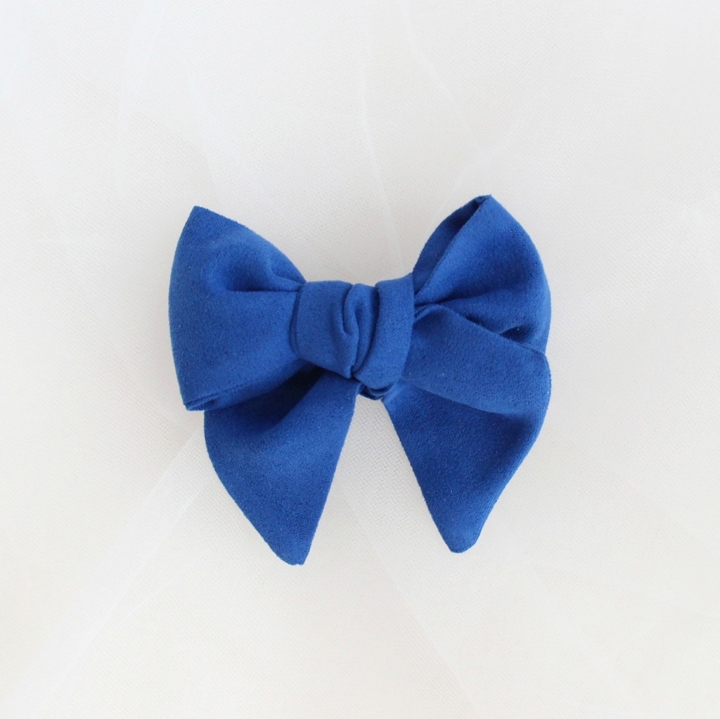 Заколка-зажим "Замшевый бантик" синий