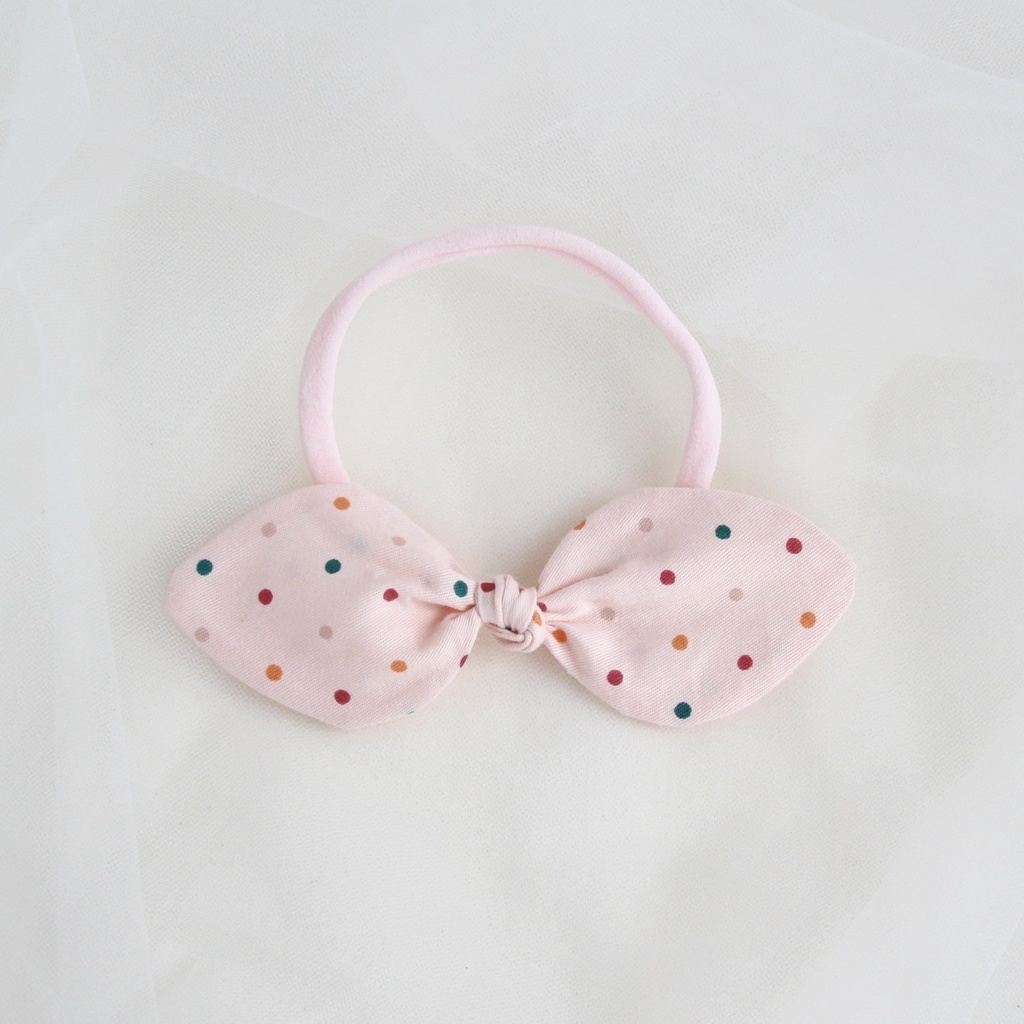 Повязка на голову "Солоха" пудровый в горошек