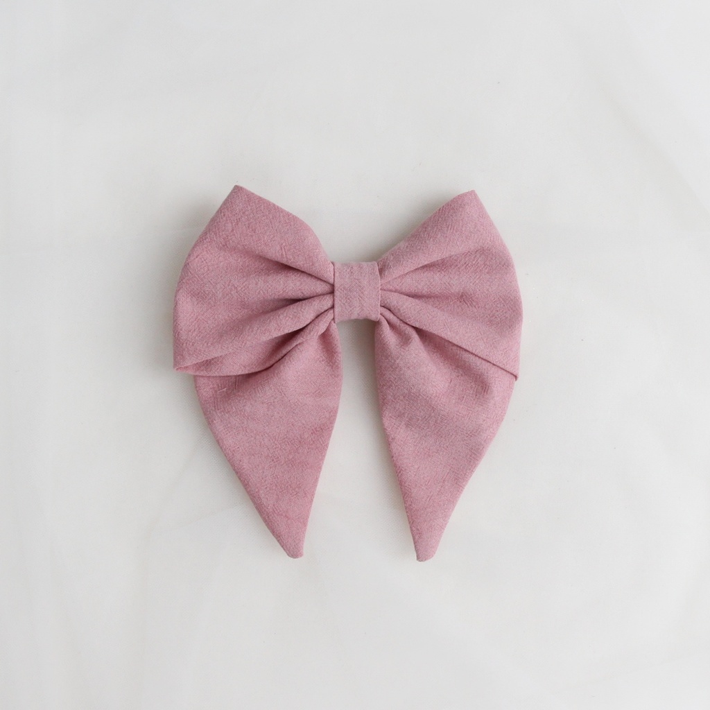 Заколка-зажим "Бант с хвостиками" пыльно-розовый