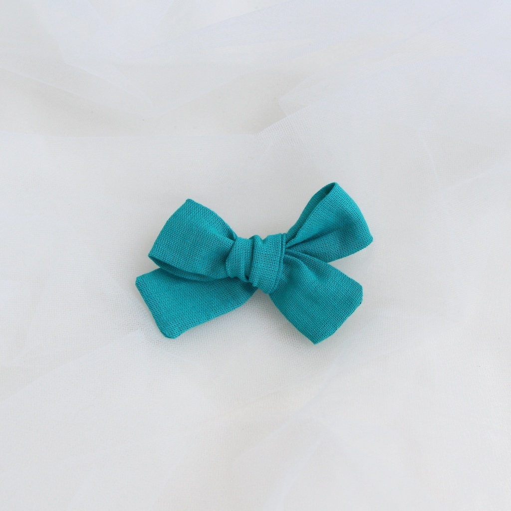 Заколка-зажим "Хлопковый бант" темно-бирюзовый
