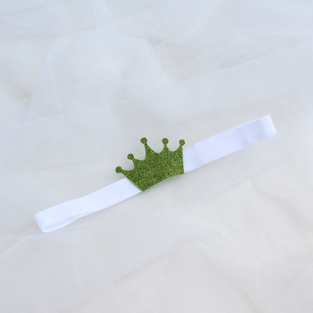 Повязка на голову "Корона" зеленый и белый