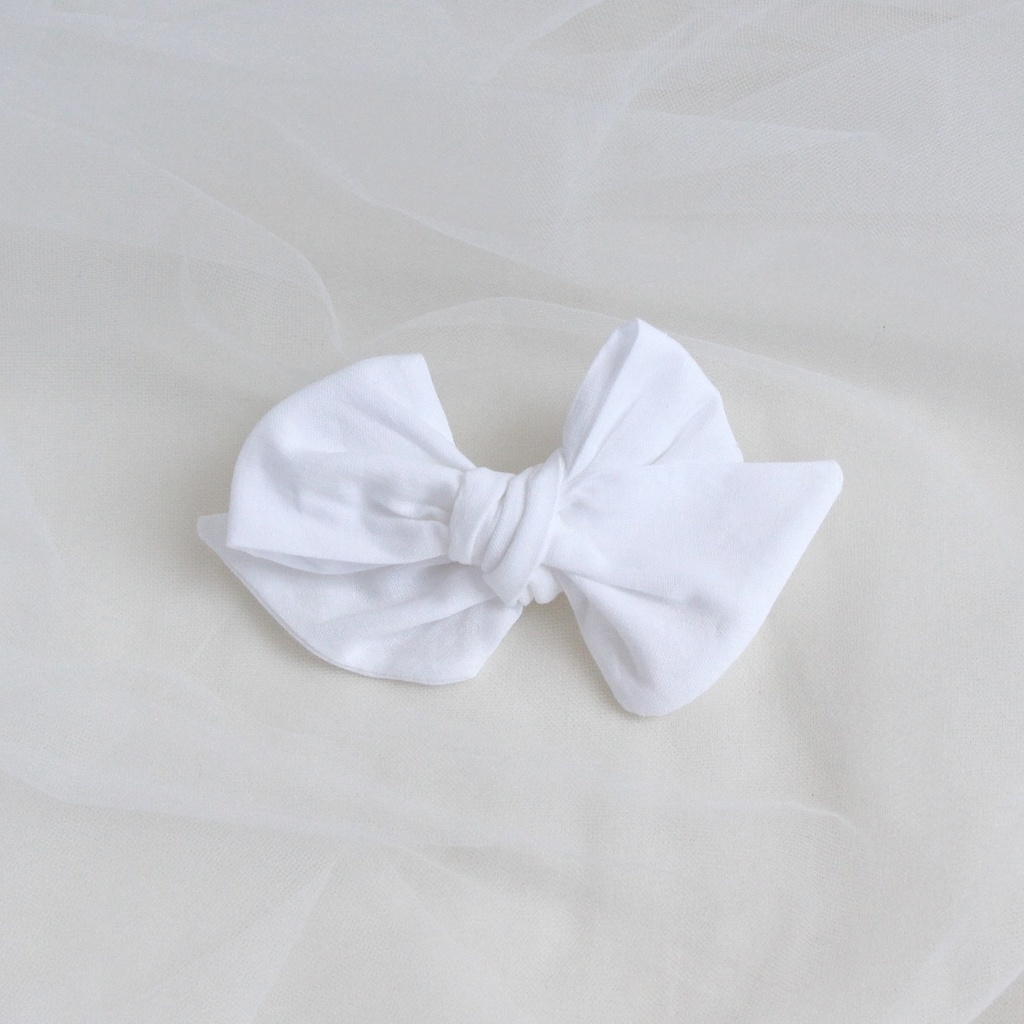 Заколка-автомат "Хлопковый бант" белый