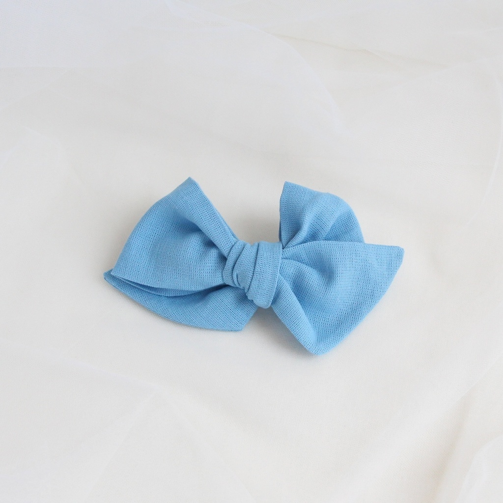 Заколка-автомат "Хлопковый бант" голубой