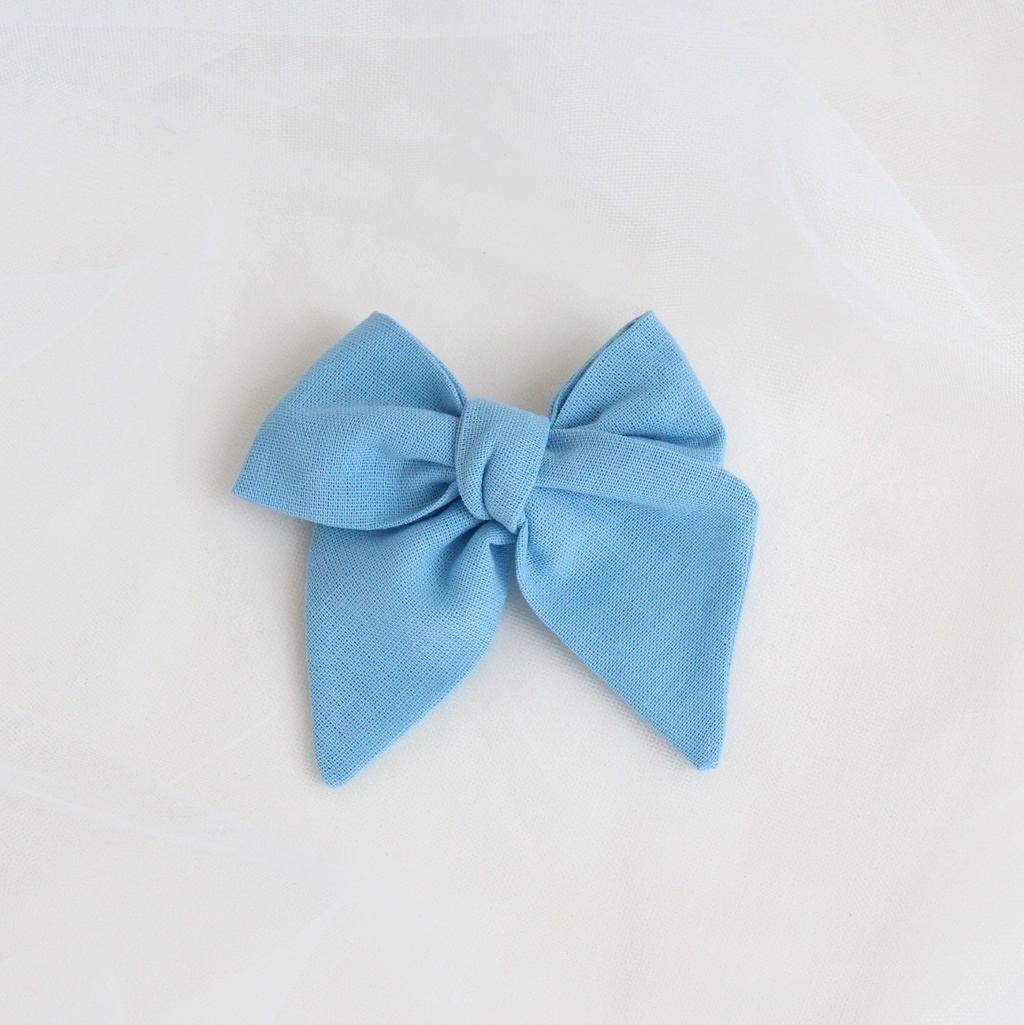 Заколка-зажим "Хлопковый бант" голубой