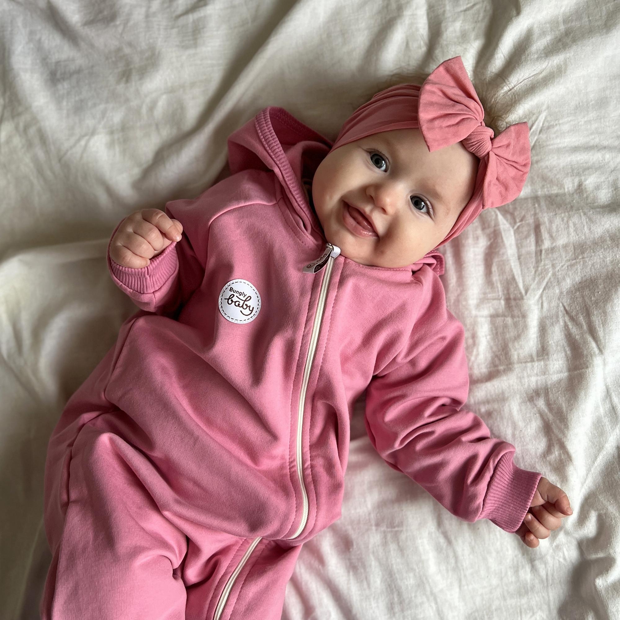 Повязка на голову "Широкий бант" пыльно-розовый