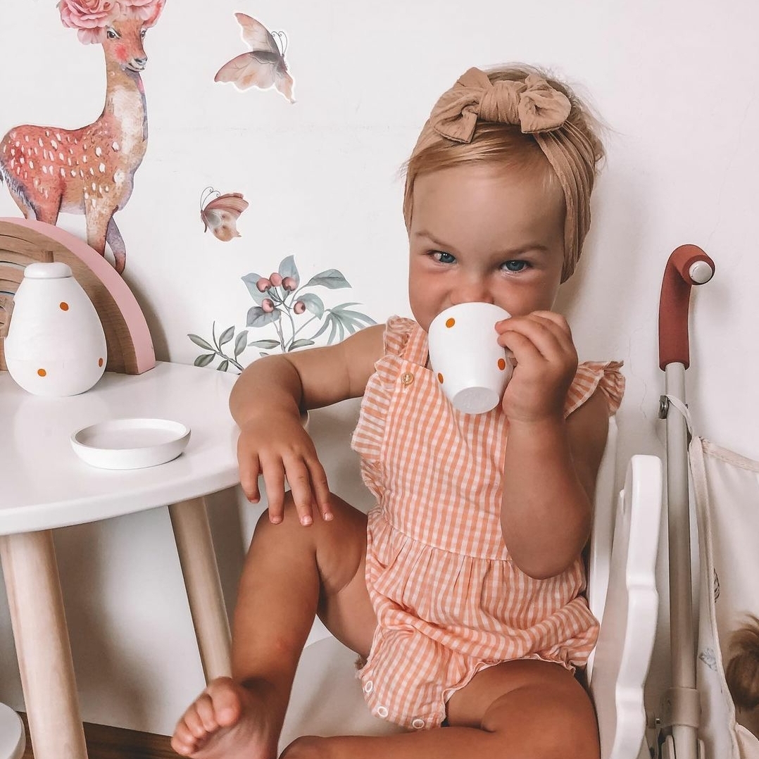 Повязка на голову "Широкий бант с узором" бежево-коричневый