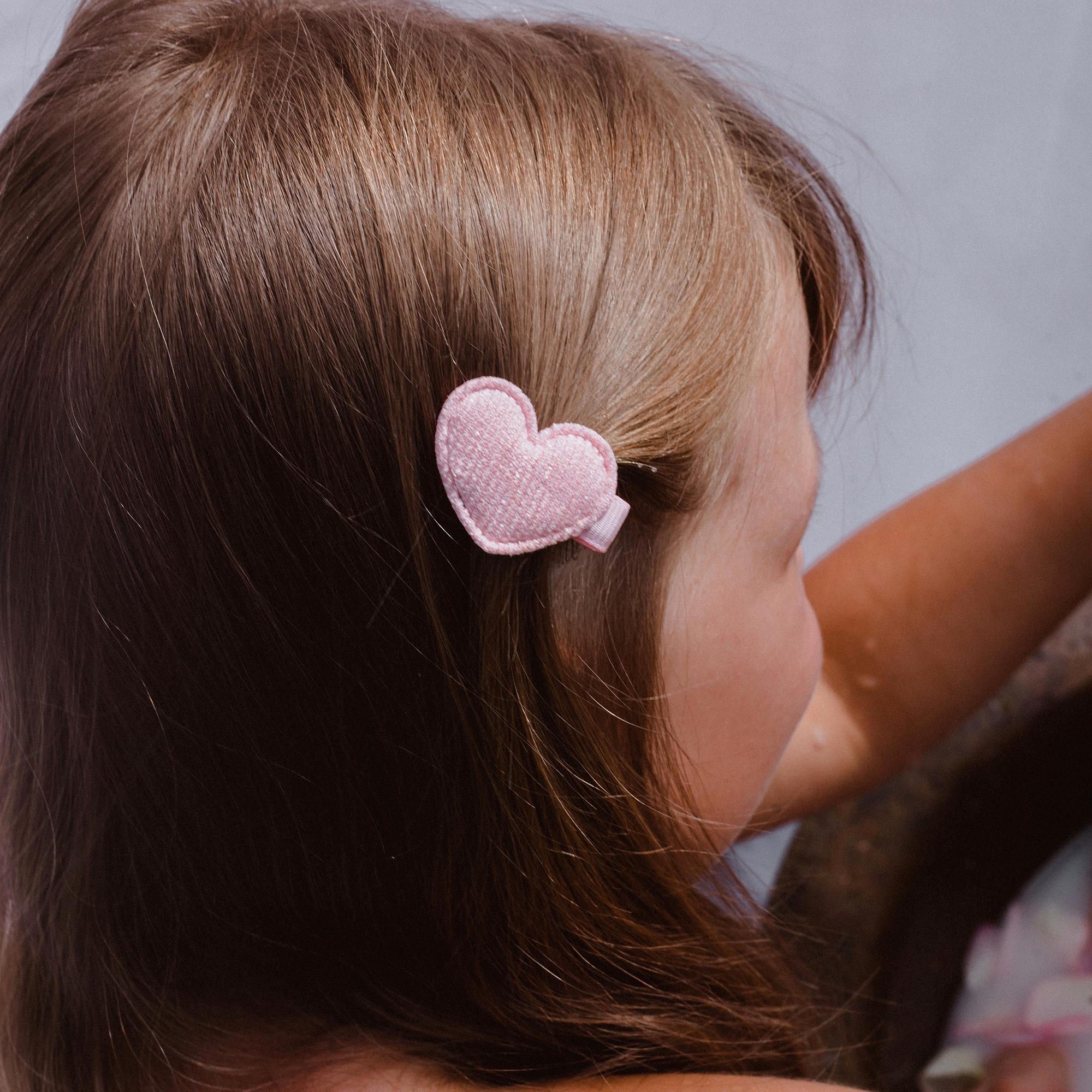 Заколка-зажим "Вельветовое сердце" розовый