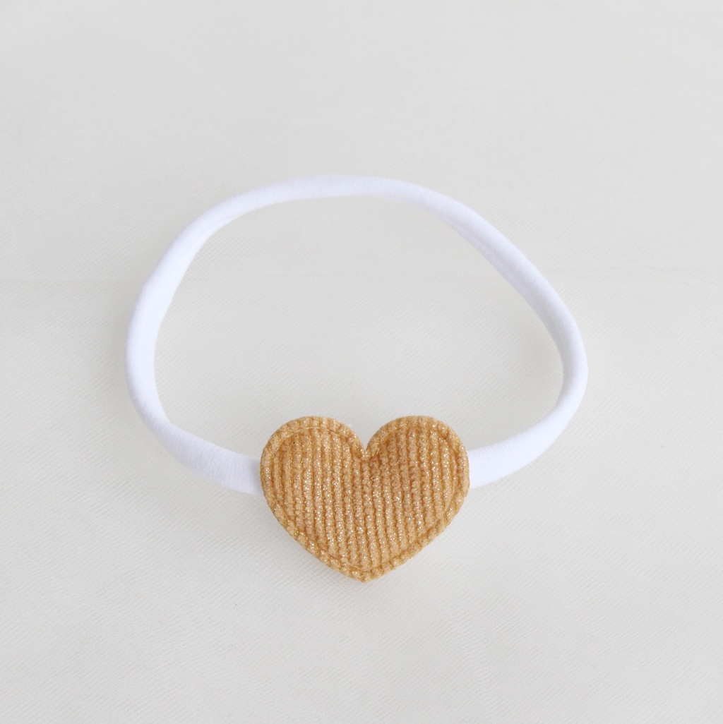 Повязка на голову "Вельветовое сердце" горчичный