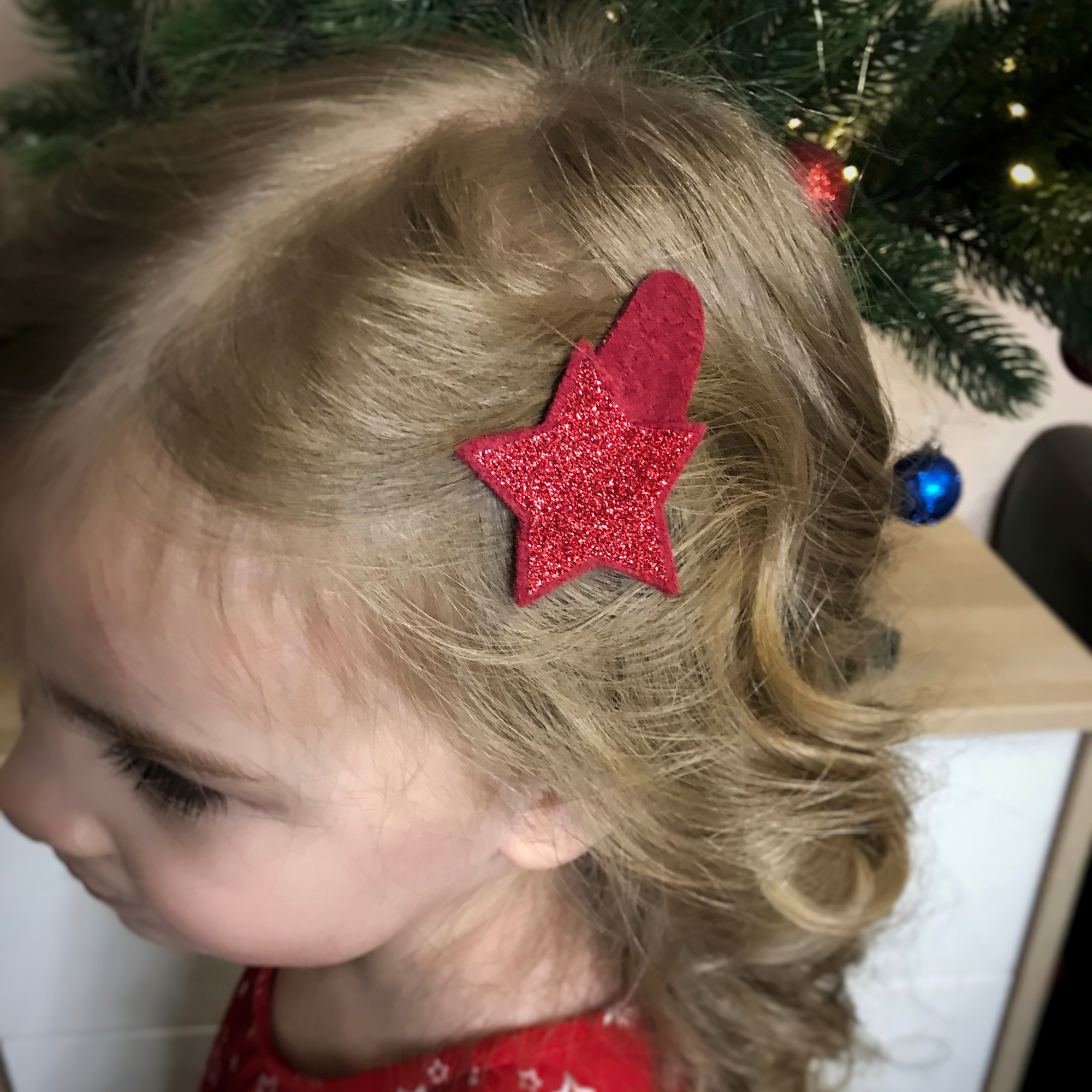 Заколка клик-клак "Блестящая звезда" красный