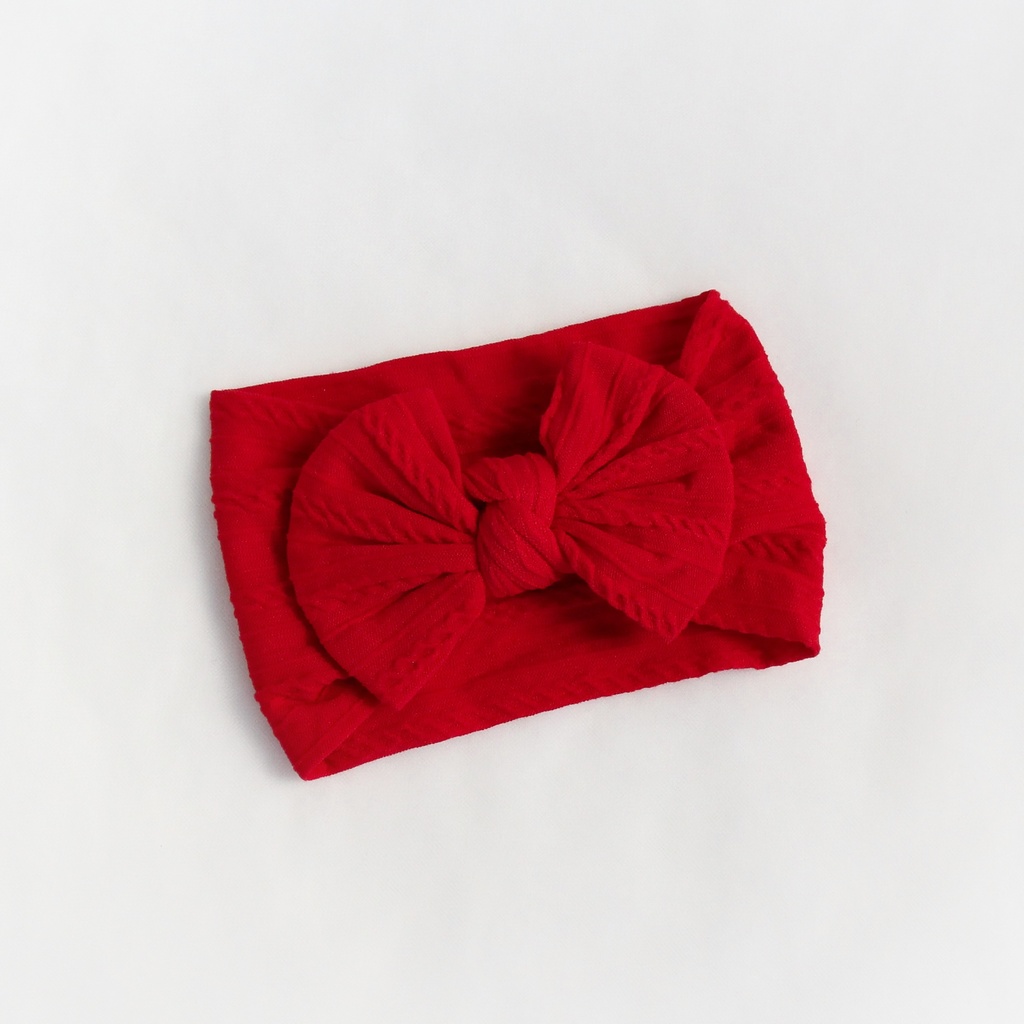 Повязка на голову "Широкий бант c узором" красный
