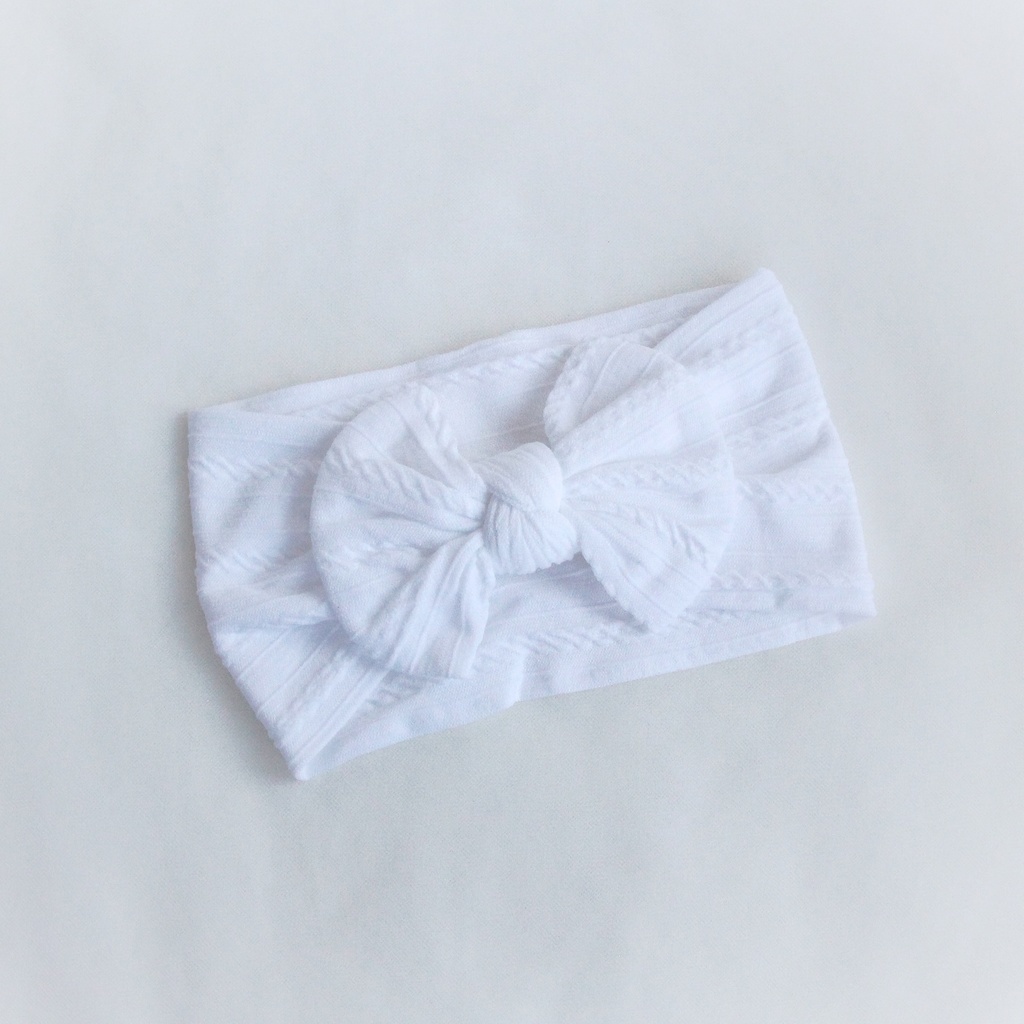 Повязка на голову "Широкий бант c узором" белый