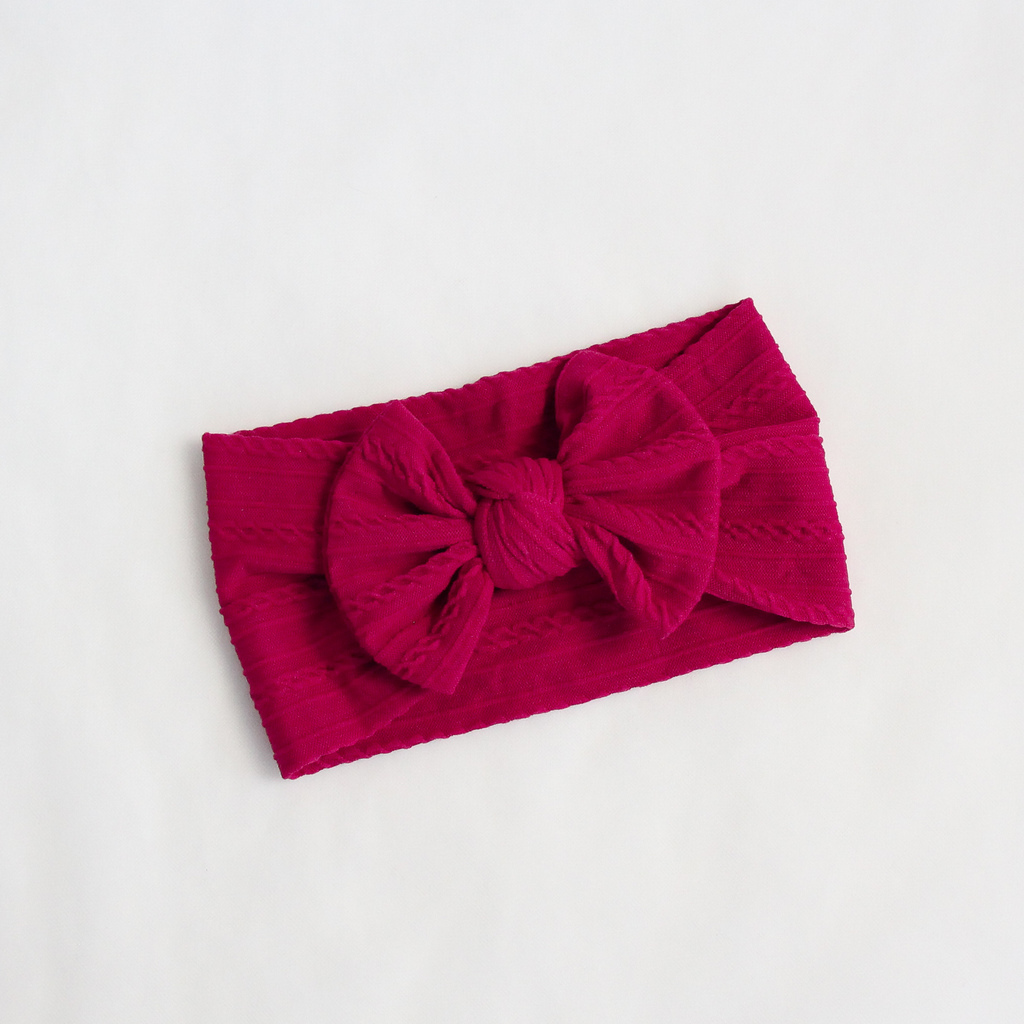 Повязка на голову "Широкий бант c узором" темно-красный
