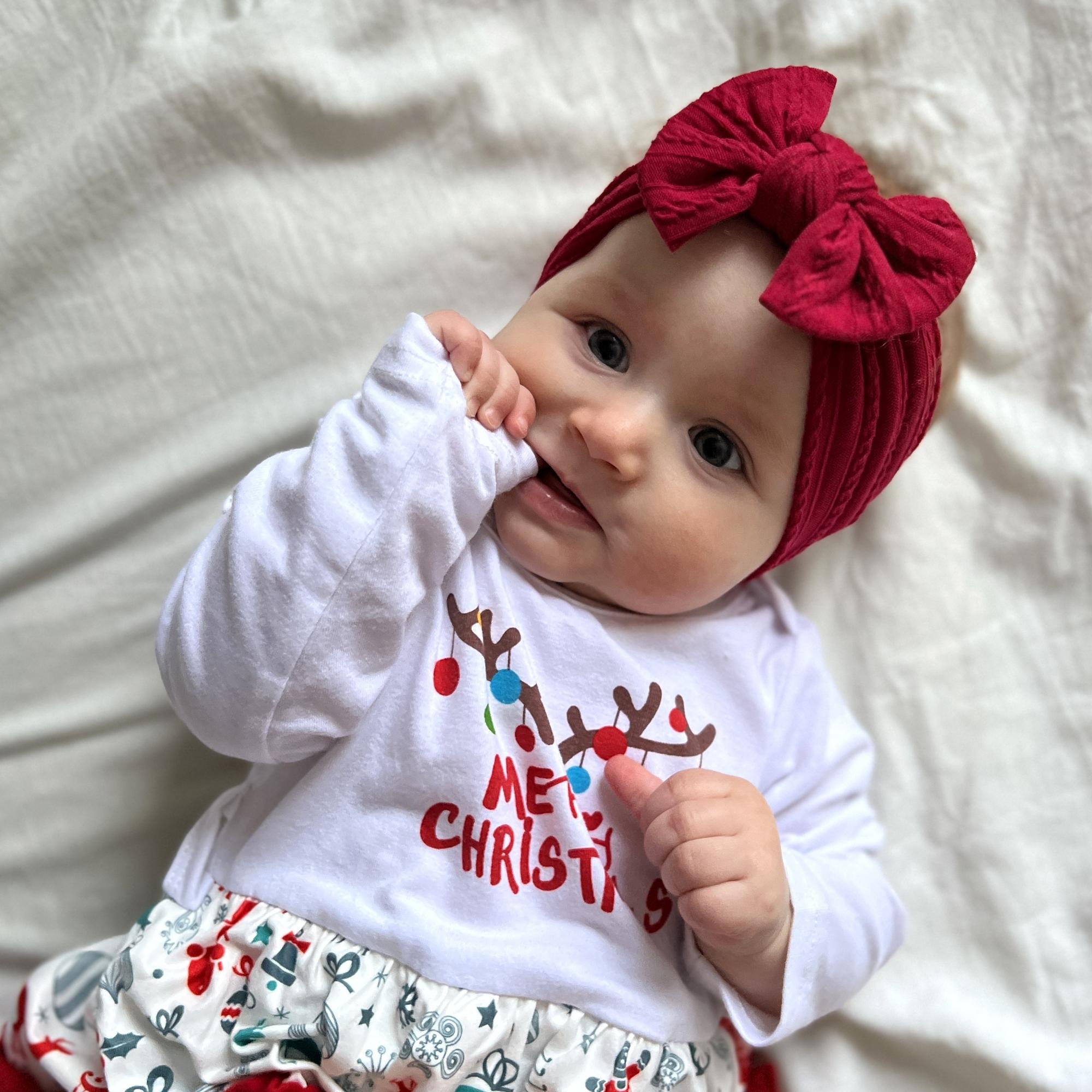 Повязка на голову "Широкий бант c узором" темно-красный