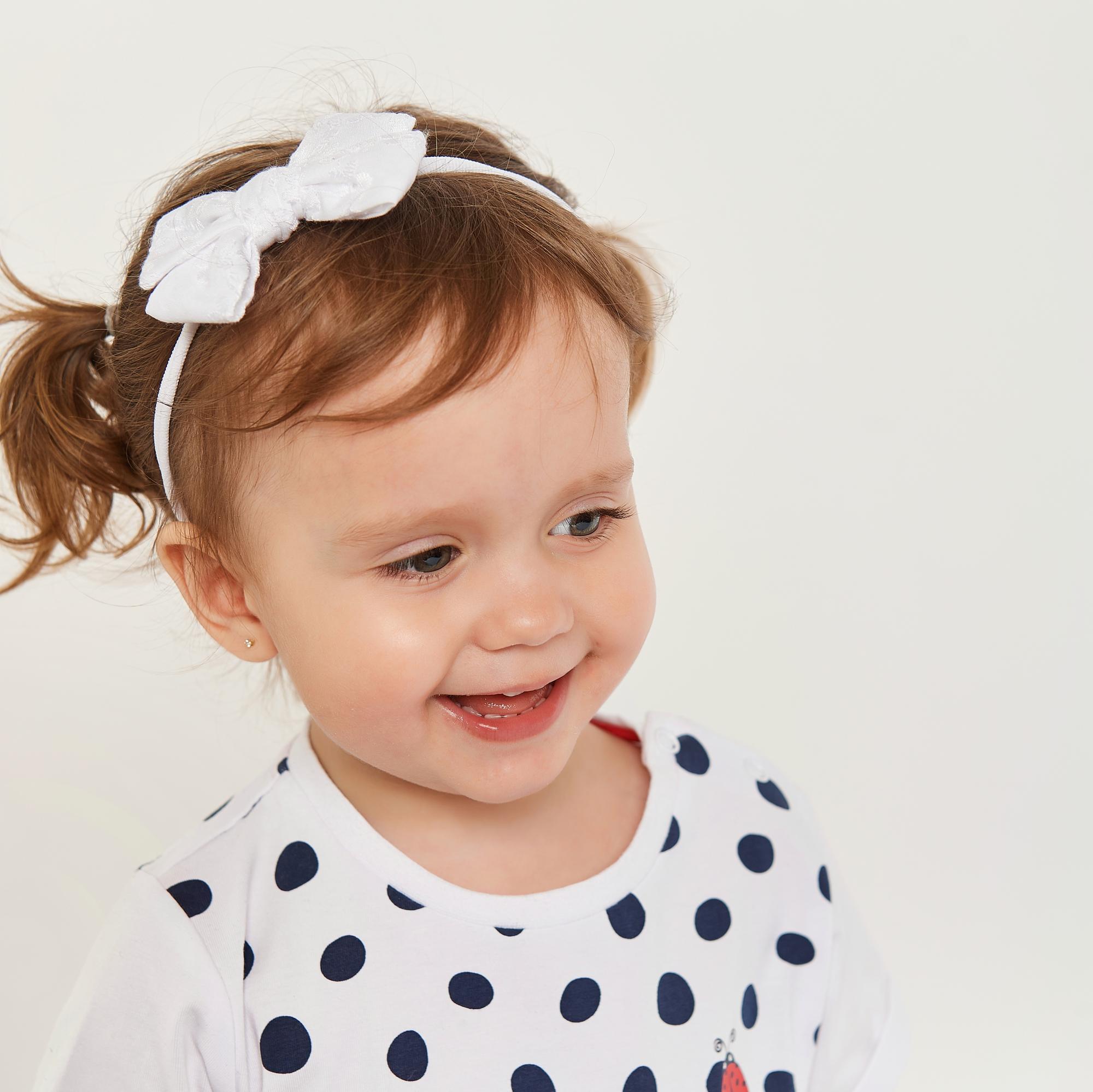 Повязка на голову "Хлопковый бант с вышивкой" белый