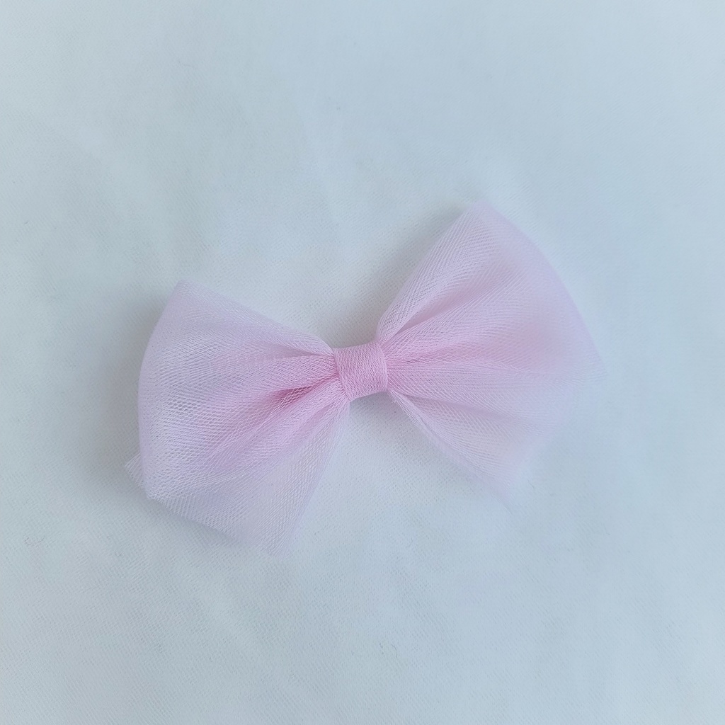 Заколка-зажим "Фатиновый бант" розовый