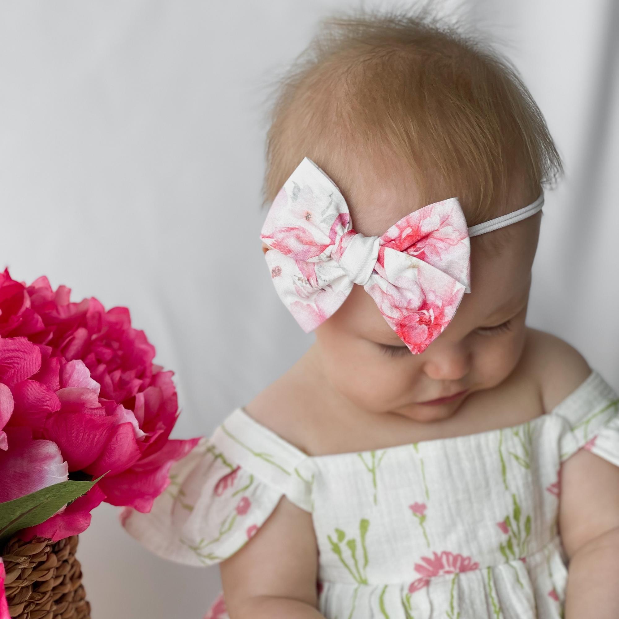 Повязка на голову "Хлопковый бант" фламинго фуксия