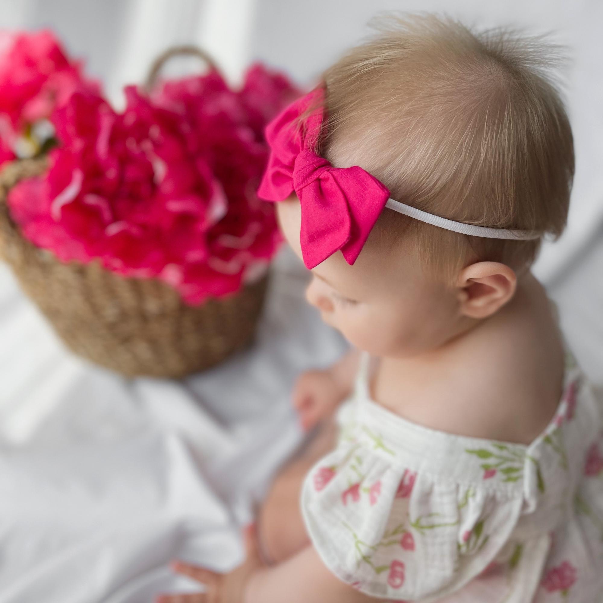 Повязка на голову "Хлопковый бант" фуксия